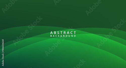 Dark green abstract background design featuring smooth overlapping waves and subtle gradient lighting effects