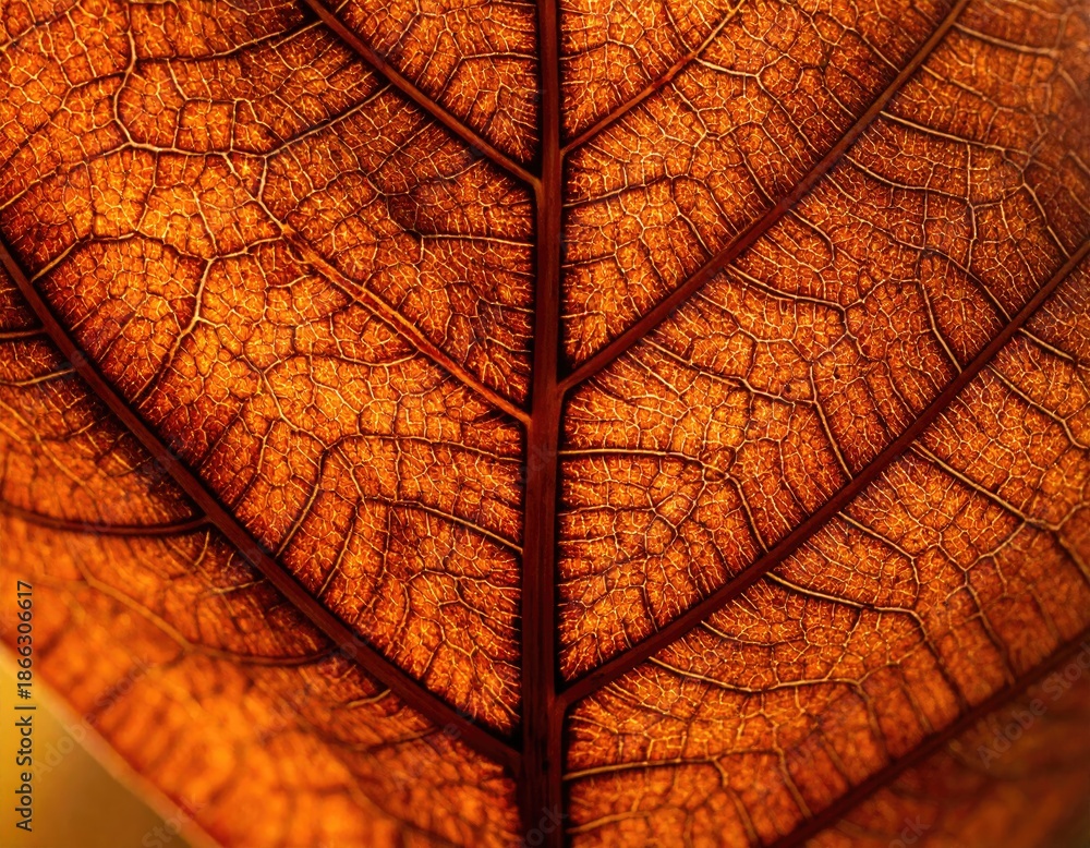 Obraz premium Close-up shot reveals intricate veins and texture of a decaying leaf