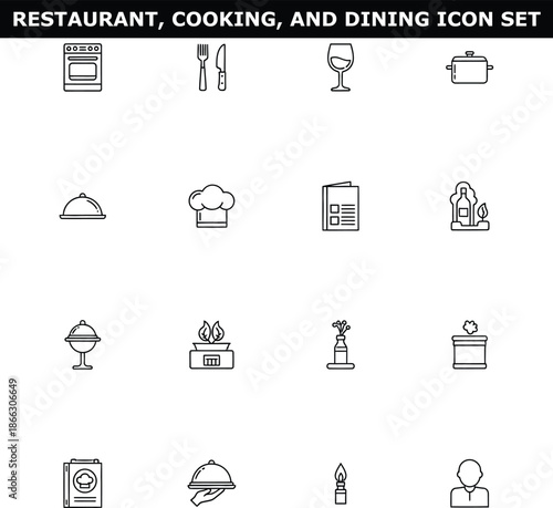 A comprehensive set of restaurant, cooking, and dining icons for various uses