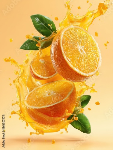 oranges in juice swirl splash