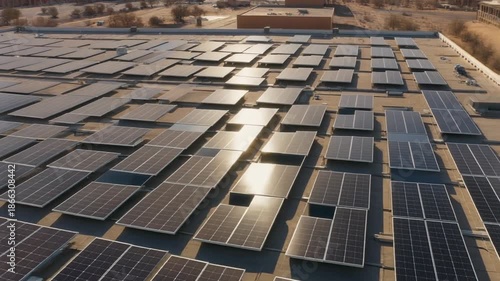 Wallpaper Mural Aerial View of Solar Panels on a Rooftop Generating Clean Energy. Torontodigital.ca