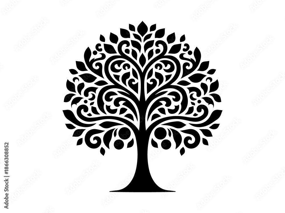 Obraz premium Minimal Tree Illustration Vector – Nature, Eco, Forest Concept