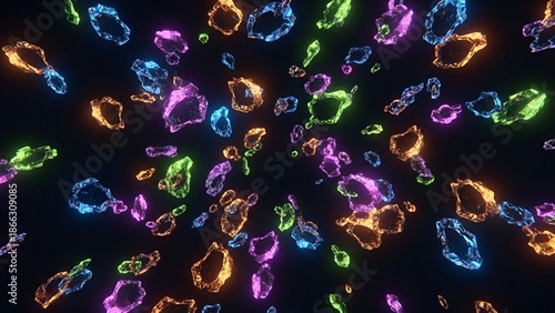 Floating Neon Crystal Shards