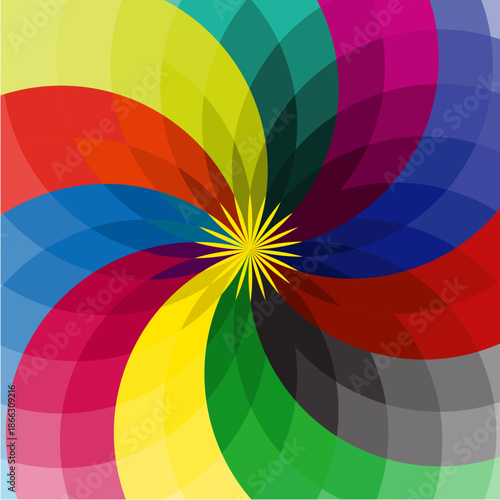 Seamless geometric and multicolour floral cicle pattern background