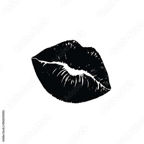 red lips isolated on white background