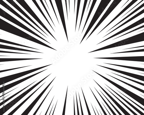 Manga comic explosion, motion or movement effect, vector background. Manga anime cartoon radial speed lines and abstract pattern for comic book burst, flash ray or explode bang action