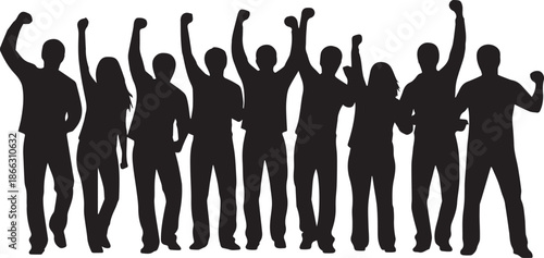 Group celebration silhouette