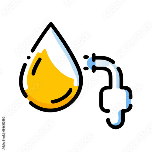 Clean water drop with filtered liquid flowing