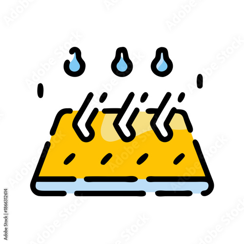 Water droplets hitting absorbent surface icon