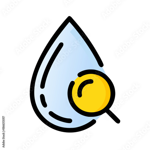 Magnifying glass over a water drop