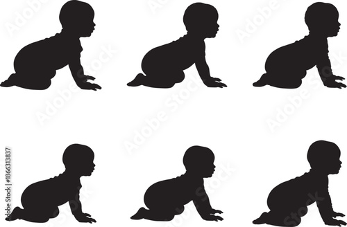 Baby crawling stages in silhouette form