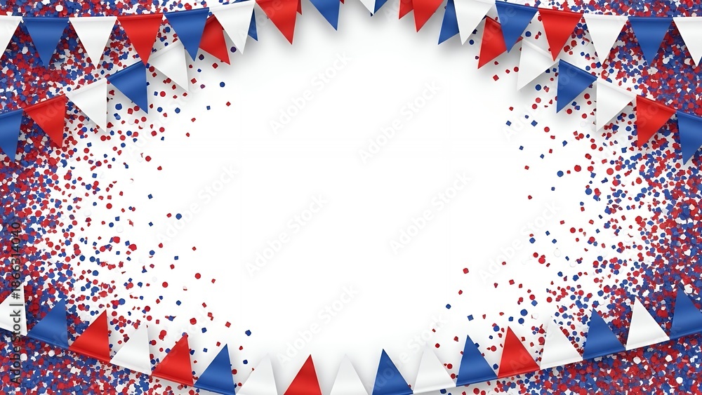 Obraz premium Bunting decoration with red, white, and blue colors for festive occasions