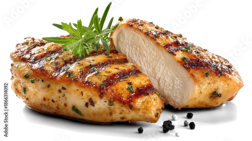 Grilled chicken breast isolated on white background