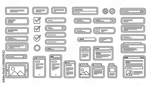 Outline Icons for UI Elements, Web Design and Mobile Apps