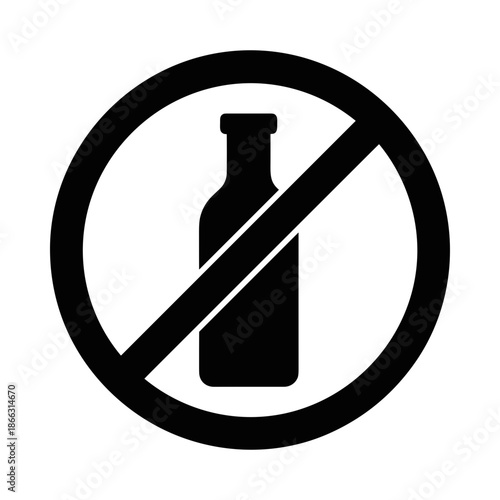 No drinking allowed icon. Alcohol prohibition vector symbol.