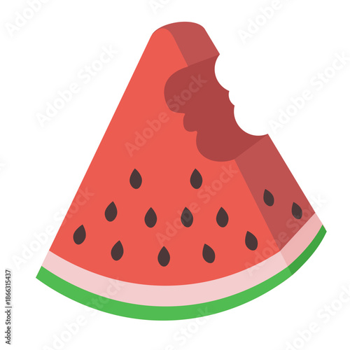 bitten watermelon slice vector isolated on white