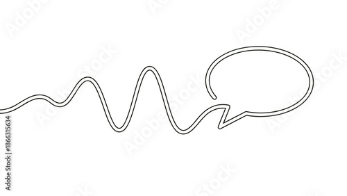 Communication Flow: Creative Speech Bubble Vector Illustration, Wavy Line Leading to Thought, Connection Concept, Isolated on transparent background, Dialogue Graphic Resource