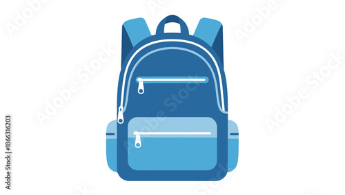 Blue Backpack Illustration, School Bag, Vector Style, Isolated on transparent background. Symbol of Education, Travel, Adventure, and Stylish Design