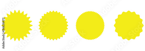 Set of four black star icons. Each star icon is unique. Black star designs vary in shape. Simple black star graphics for decoration or design. Festive