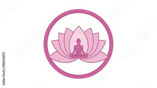 Yoga Meditation Lotus Flower Symbol, Spiritual Awakening, Calm Mind, and Holistic Health, Isolated on transparent background, Vector Graphic for Wellness Design.
