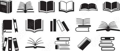 book icons collection 18 line art book symbols for web use