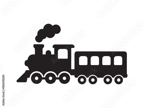 Vintage Steam Train Silhouette Icon