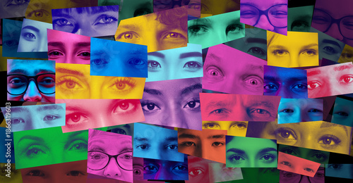 Photography Artistic collage of human eyes representing diversity and identity