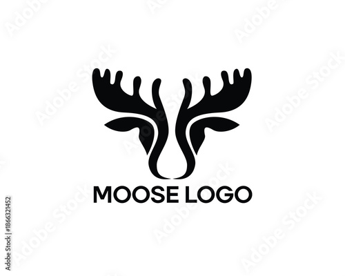 abstract black moose head logo design inspiration