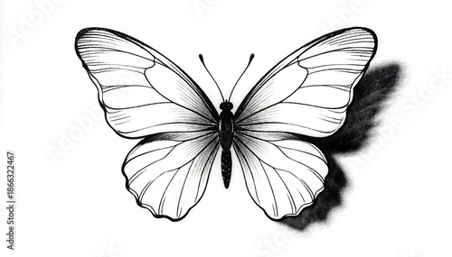 Elegant butterfly illustration with intricate wing patterns and delicate antennae