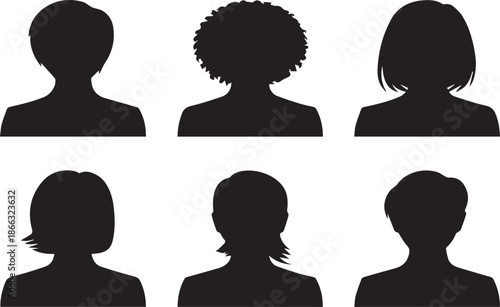 Female User Profile Avatar Silhouette Icon Set