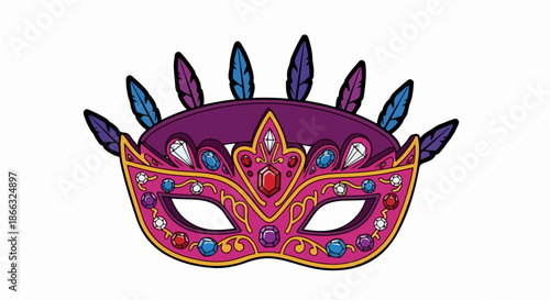 Vibrant Purple Masquerade Mask with Jewels.