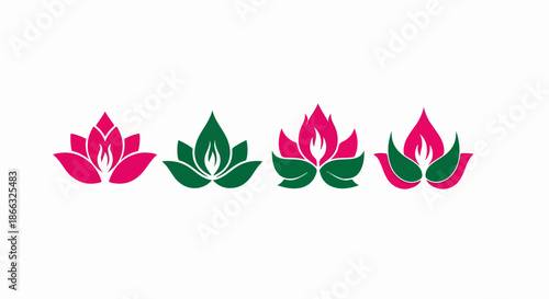 Lotus Flower Icon Set Graphic Design.