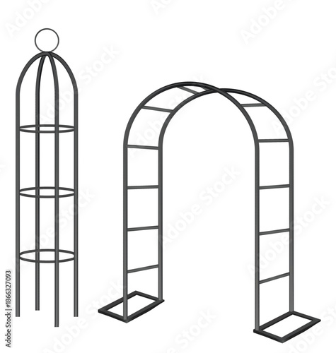 Metal arch ladder. vector illustration