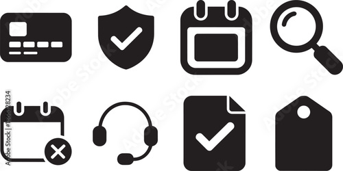 Ecommerce and customer service icons for online shopping payment security and order management
