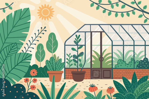 Peaceful Botanical Greenhouse Sanctuary