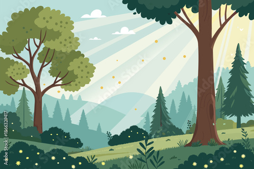 Peaceful Forest Clearing Sunbeams