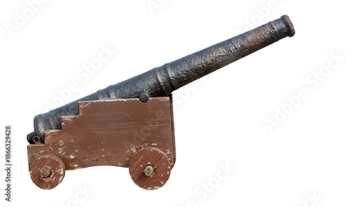 Antique Cannon on Wooden Carriage