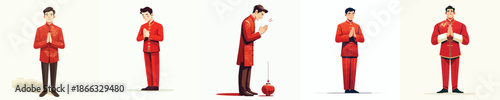 vector of man giving greetings during Chinese New Year