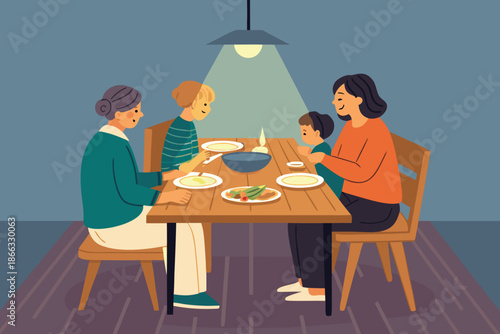Peaceful Family Dinner Warm Light