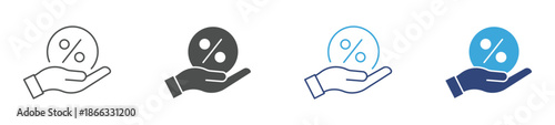 Interest icon set, hand holding Percent icon. Vector Illustration. 