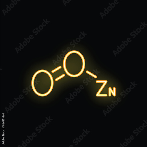 Glowing neon sign representing the chemical formula of zinc oxide - zno - , a compound often used in various applications