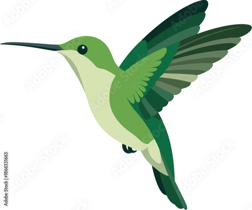 Vibrant green hummingbird flying with wings spread in nature wildlife illustration colibri bird for conservation awareness environmental protection educational resources nature posters and vibrant tro