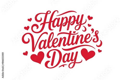Happy Valentine's Day Red Script with Hearts