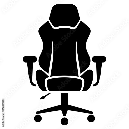 comfortable Gaming Chair Silhouette Icon Vector Style on white background
