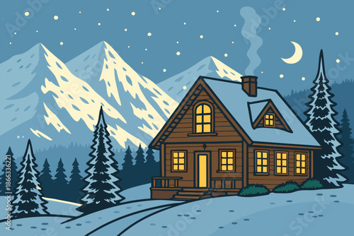 Peaceful Mountain Cabin Winter Calm