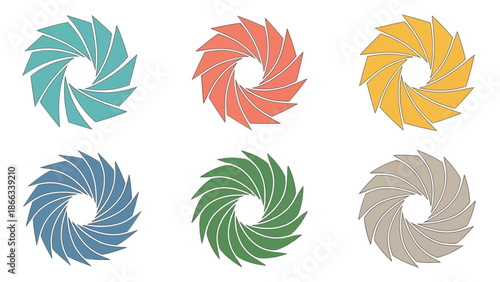 Colorful Aperture Icons Set - Abstract Geometric Shapes