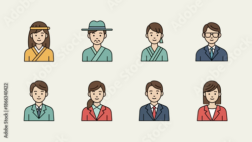 Diverse People Avatars Set: Different Cultures, Professions, and Styles