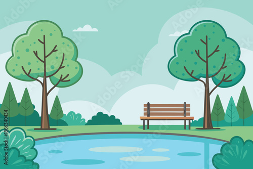 Peaceful Park Bench Reflection