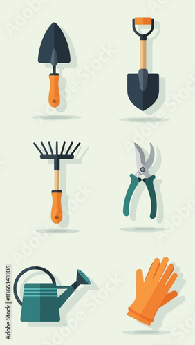Gardening Tools Set: Trowel, Shovel, Rake, Pruners, Watering Can, Gloves