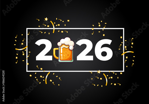 Happy new year 2026. texture 2026 with  vector concept with black gradient background